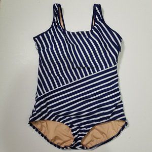 Lands' End Striped Bathing Suit Swimwear Size 16